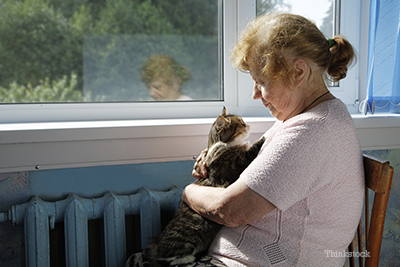 Woman with her cat